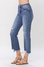 Judy Blue Moxy High Waist Destroy Cropped Straigh Jeans 88550