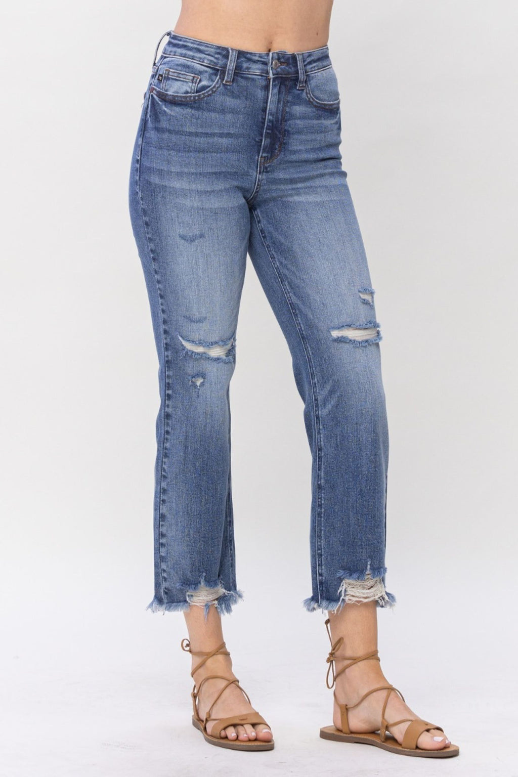 Judy Blue Moxy High Waist Destroy Cropped Straigh Jeans 88550