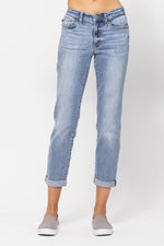 Judy Blue Mid-Rise Bleach Wash Boyfriend Jeans 82335