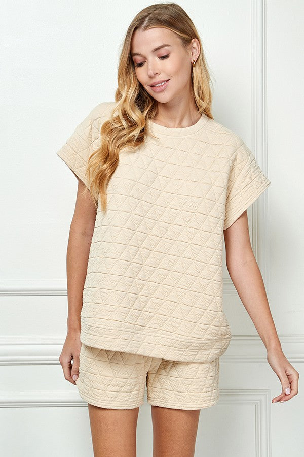 Cream Quilted SS Top