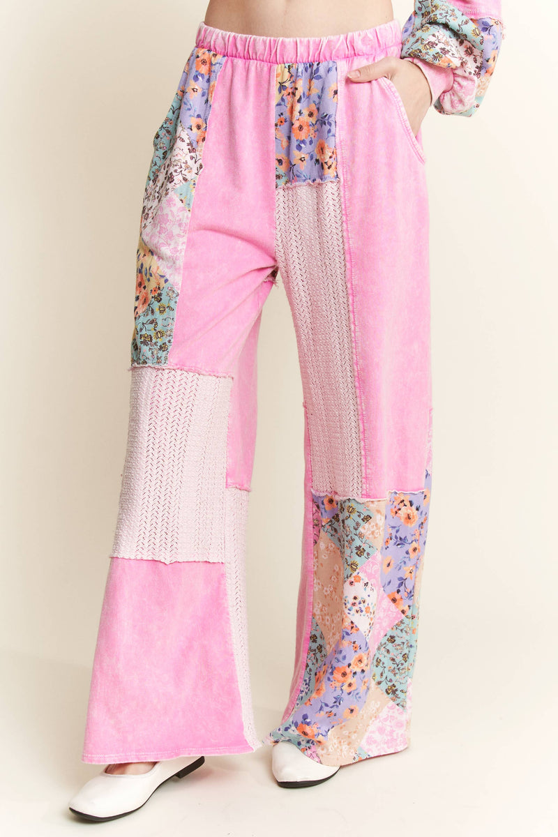 Bubblegum Mineral Washed Floral Boho Pants