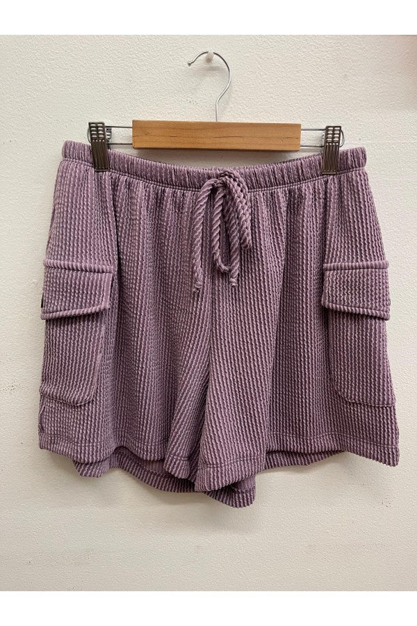 Orchid Ribbed Cargo Shorts