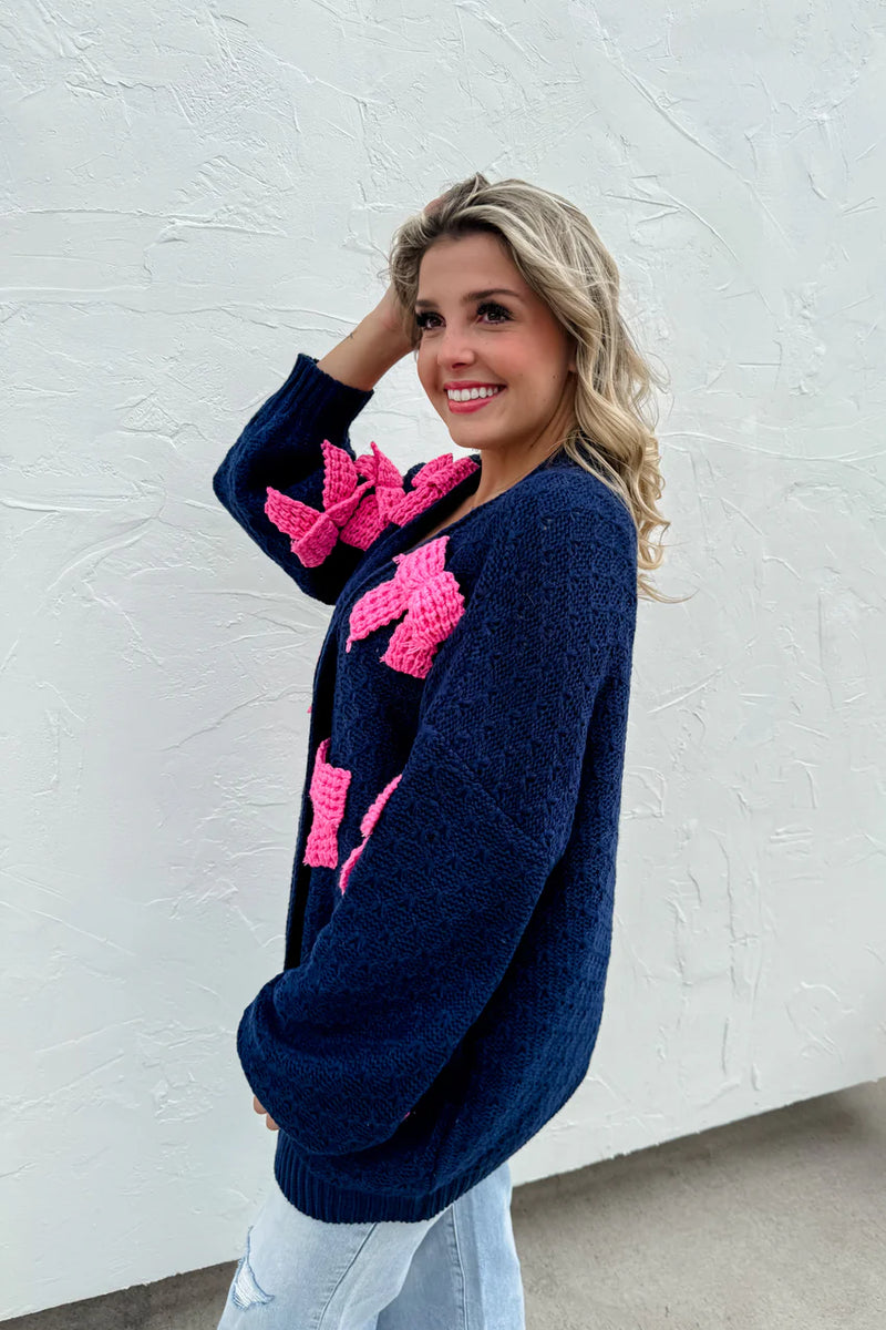 Blakeley Clara Bow Knit Cardigan - Navy