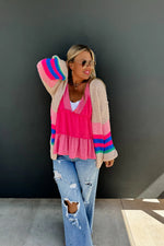 Blakeley Charlotte Knit Cardigan - Pink Stripe