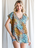 Lisa Lisa Colorful Leopard Top - Mustard