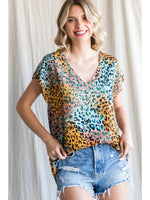 Lisa Lisa Colorful Leopard Top - Mustard