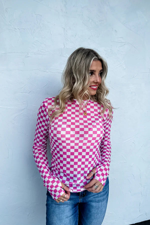 Blakeley Dress It Up Mess Top - Pink Checker