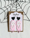 Pink Horror Halloween Earrings: Pink Skeletons