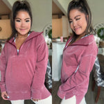 JadyK Bestie Isabella Zip Pullover - Burgundy