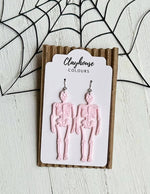 Pink Horror Halloween Earrings: Pink Skeletons