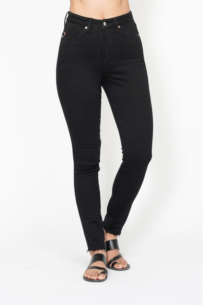 Judy Blue High Waist Tummy Control Shield Pocket Skinny Black 88865