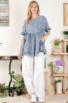 Washed Denim Babydoll Top