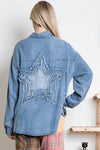 Star Patch Button Down Denim Shirt