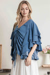 Ruffle Sleeve Front Detail Top