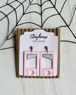 Pink Horror Halloween Earrings: Pink Skeletons