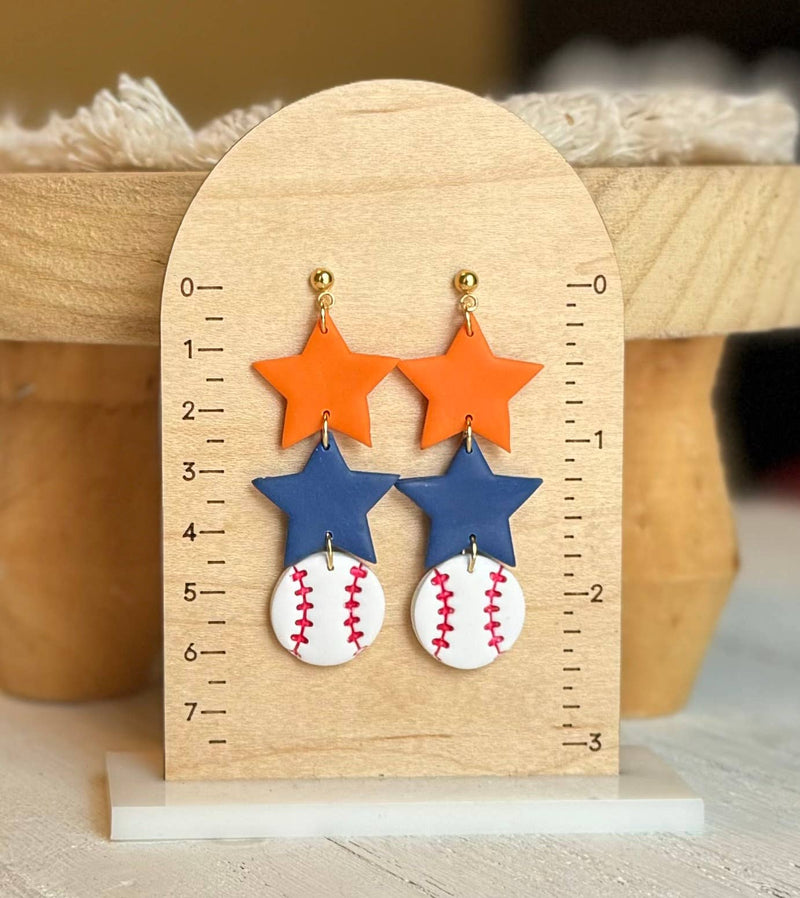 Astros Clay Earrings: Star Dangles