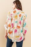 Yellow Multi Cheetah Print V-Neck Blouse