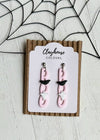 Pink Halloween Earrings: Ghost with Pumpkins