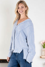 Denim Frayed Edge Top