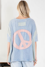 Peace Back Patch Color Block Tee