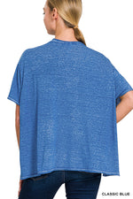 Oversized Melange Burnout Tee - Classic Blue