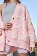 Baby Pink Bow Knotted Cardigan