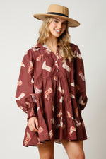 Cowboy Boot Print Dress