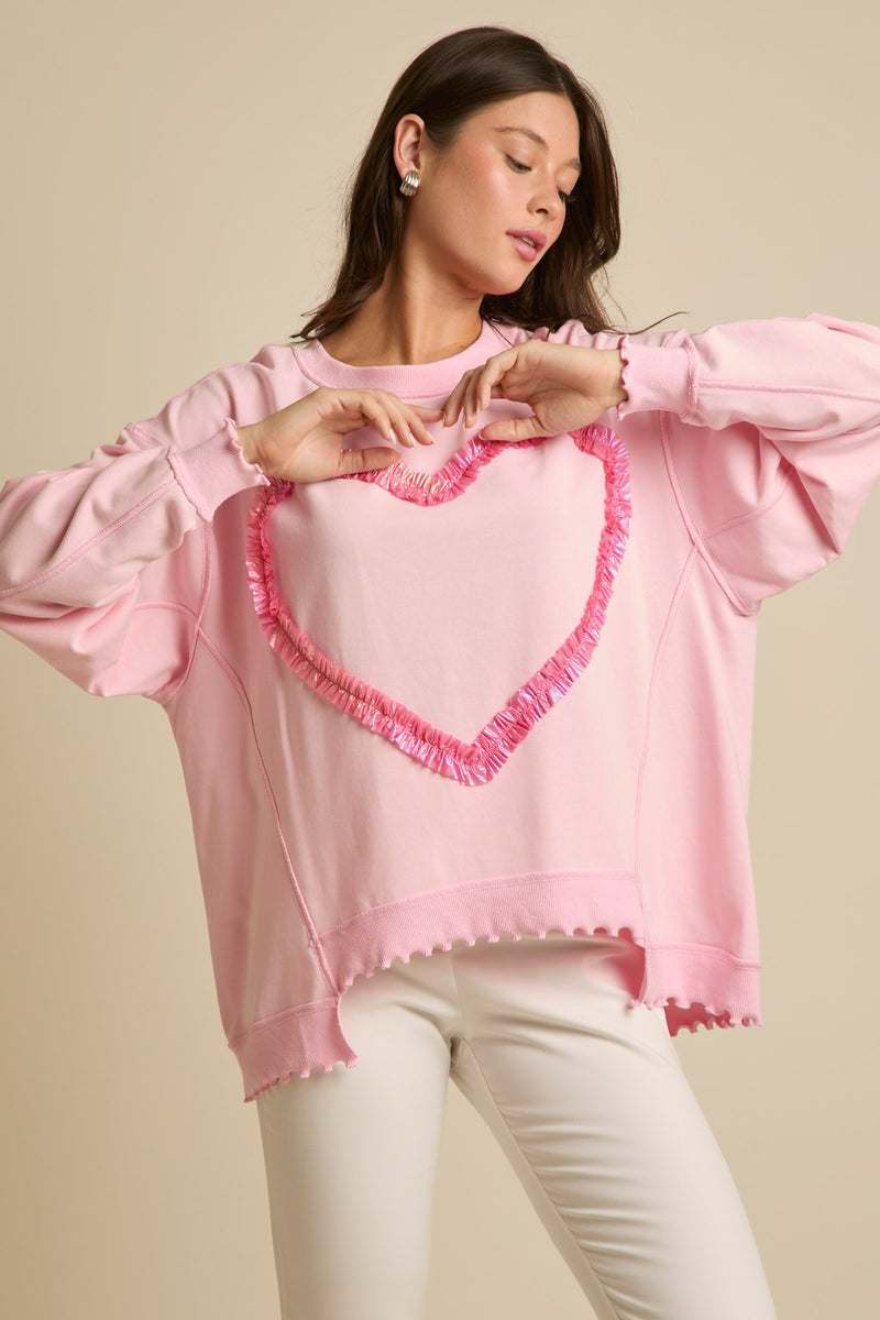 Fantastic Fawn Long Sleeve Top with Mini Ruffle Heart