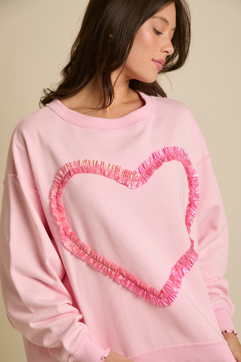 Fantastic Fawn Long Sleeve Top with Mini Ruffle Heart