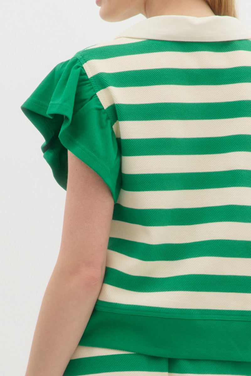 Green Stripe Jersey Top