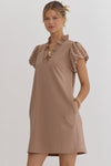 Mocha Pearl Detail Dress