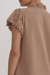 Mocha Pearl Detail Dress