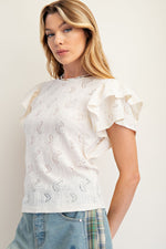 Natural Moon Lace Wing Sleeve Top