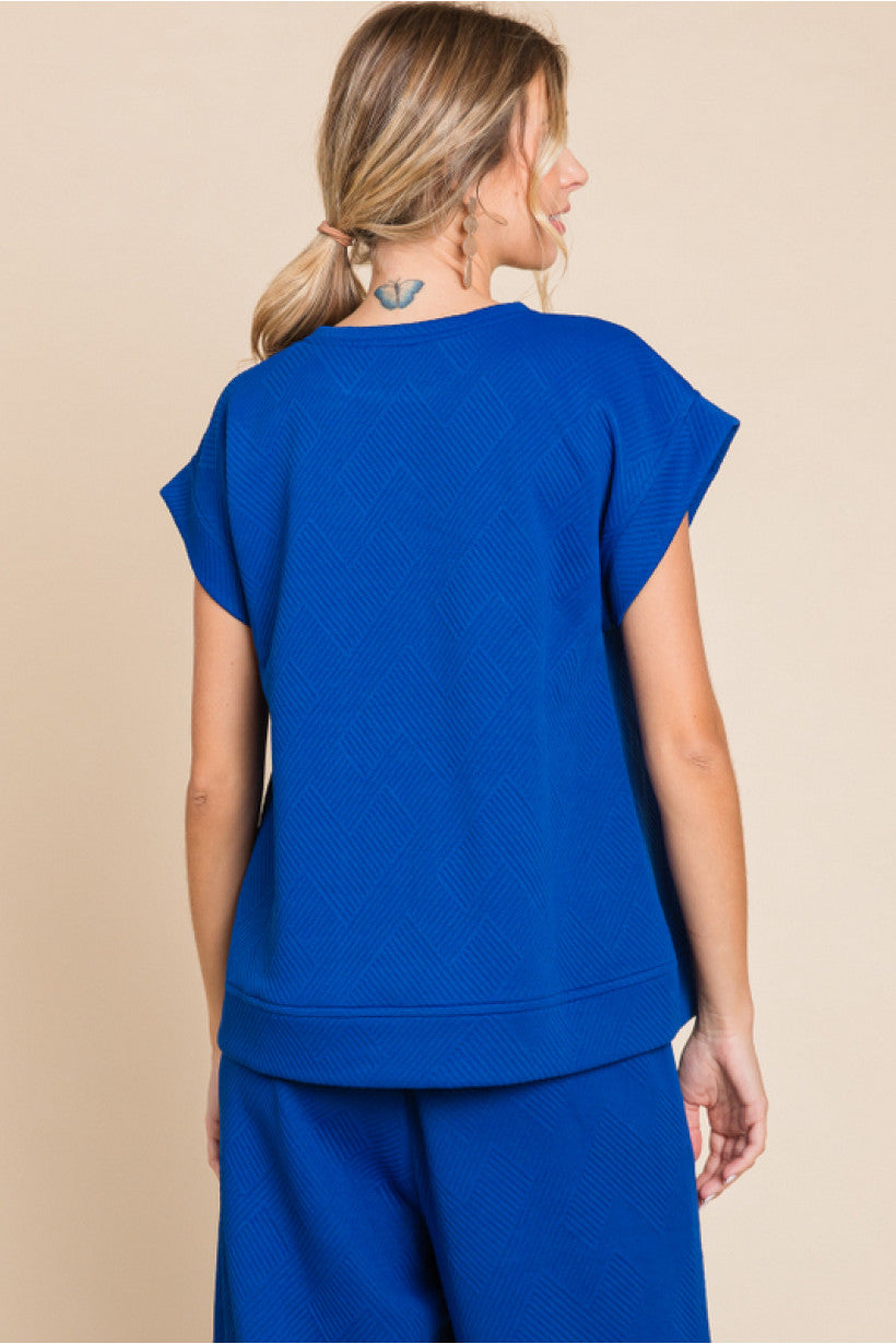 Royal Blue Textured Top