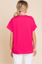 Fuchsia VNeck Textured Top