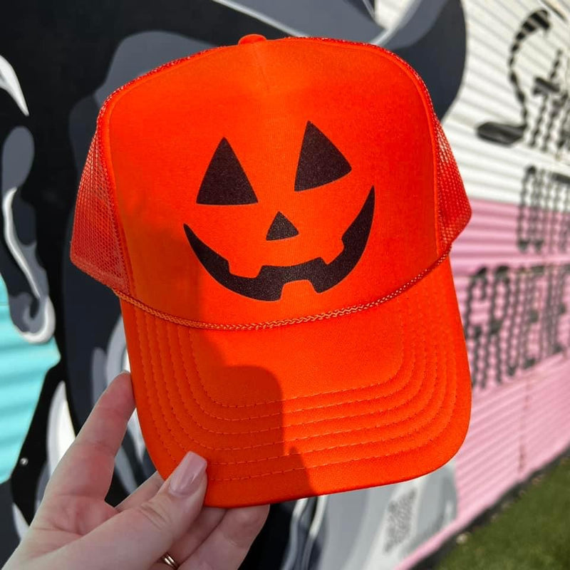 Orange Jack-O-Lantern Trucker Cap