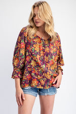 Eggplant Rayon Challis Blouse