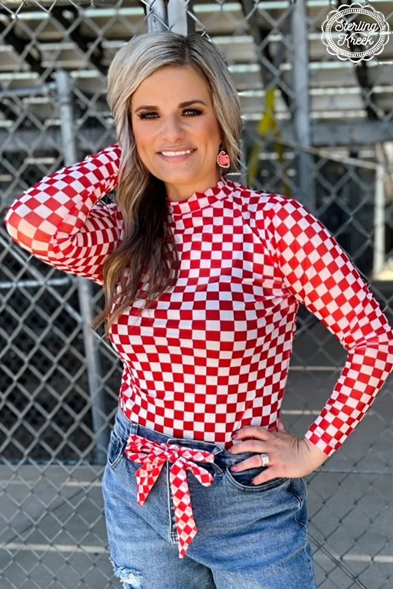 Pep Rally Red Mesh Top