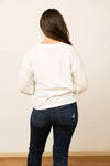 MERRY White Sweater with Sequin Sleeves