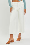 Risen Cream High Rise Tummy Control Crop Wide Leg Pants RDP5506