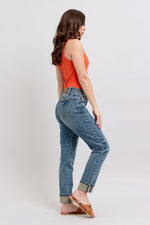 Judy Blue MR Vintage Wash SS Panel & Double Roll Cuff Boyfriend 88946