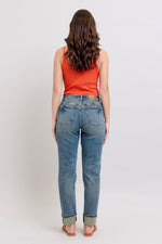 Judy Blue MR Vintage Wash SS Panel & Double Roll Cuff Boyfriend 88946