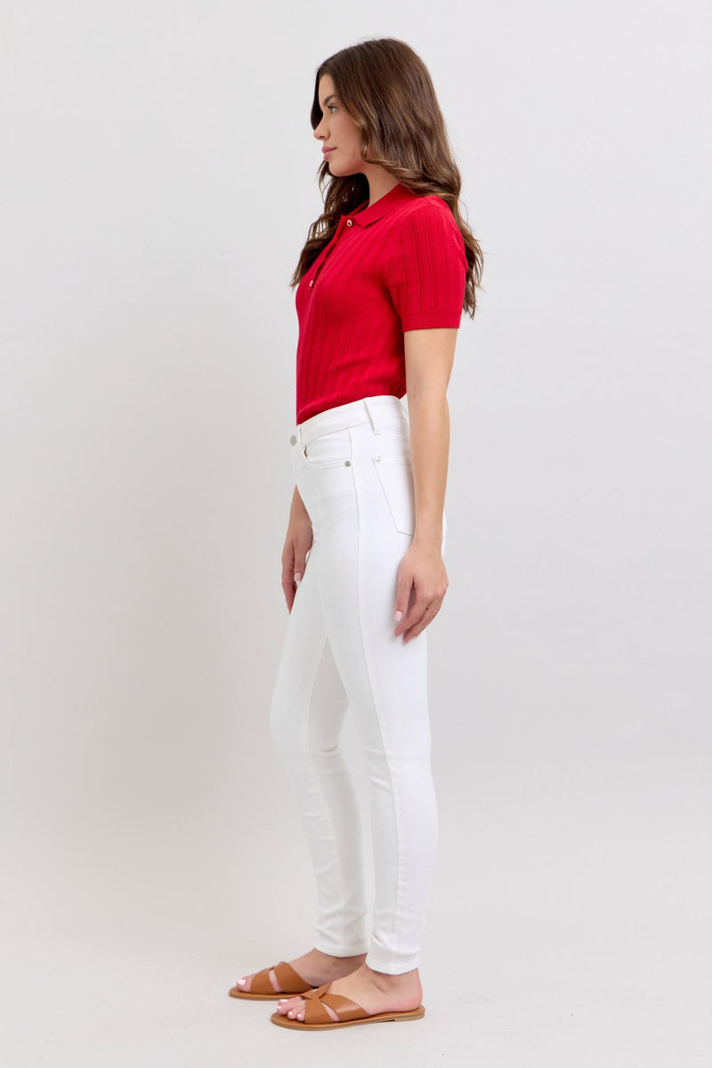 Judy Blue HW Skinny White Jeans 82661