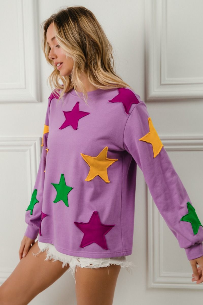 Star Patches Mardi Gras Seeatshirt