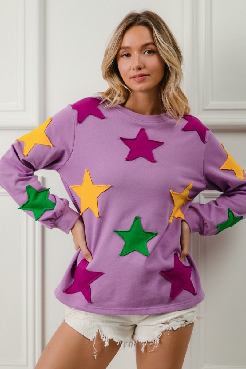 Star Patches Mardi Gras Seeatshirt