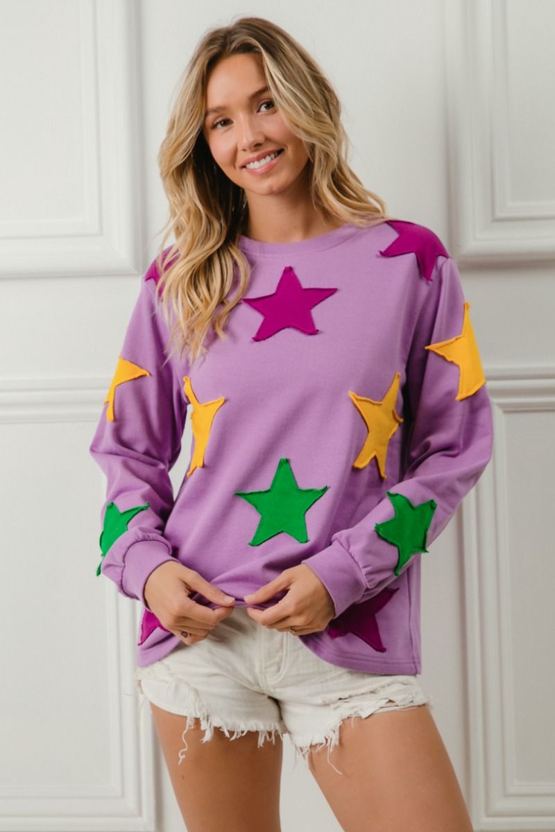 Star Patches Mardi Gras Seeatshirt