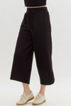 Textured Black Wide Leg Pants