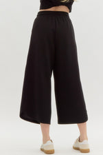 Textured Black Wide Leg Pants