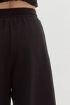 Textured Black Wide Leg Pants