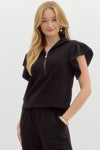 Black Ruffle Sleeve Top